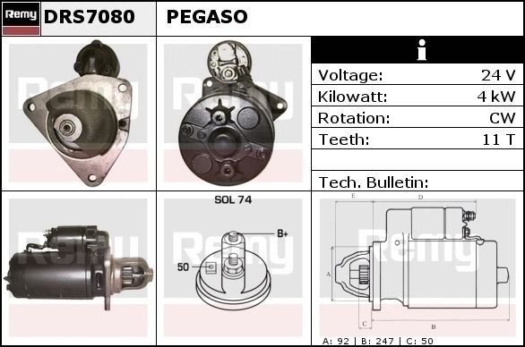 DELCO REMY Käynnistinmoottori DRS7220